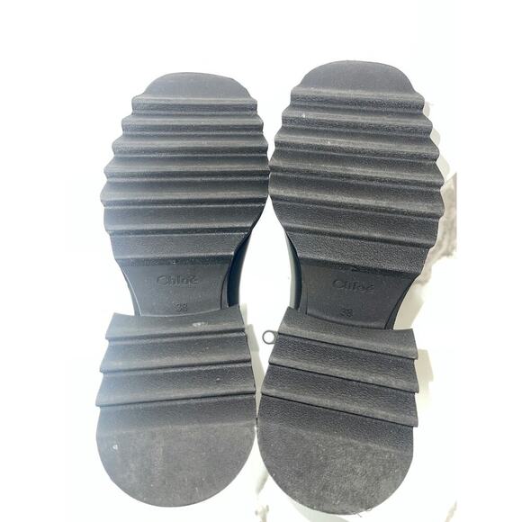 Chloé Black Rubber Mid-Calf Rain Boots with Chunky Heel Size [38] - Picture 2 of 5